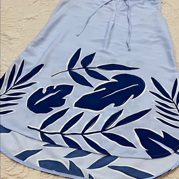 Merona Light Blue Sleeveless Midi Dress with Navy Leaf Print - Picture 3 of 11